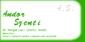 andor szenti business card